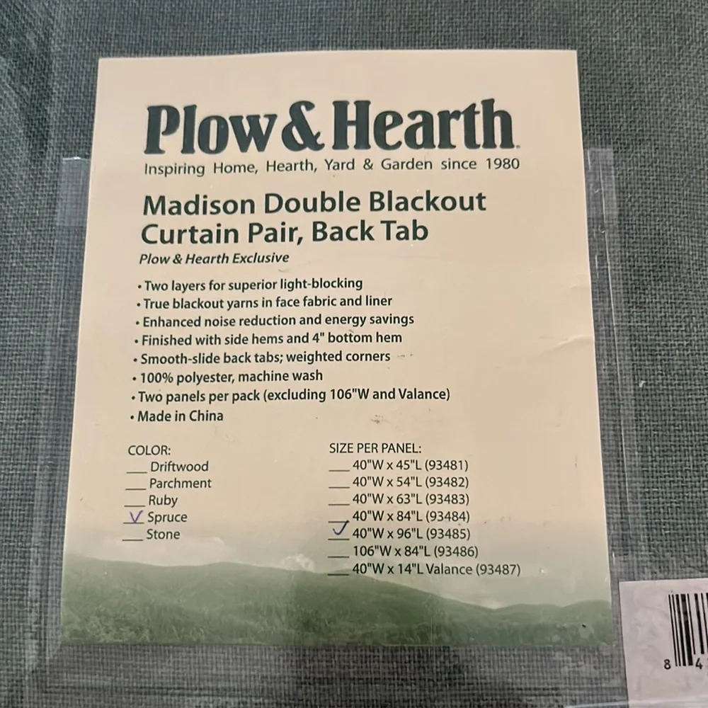Madison Double-Blackout Back-Tab Curtain Pairs Color Spruce